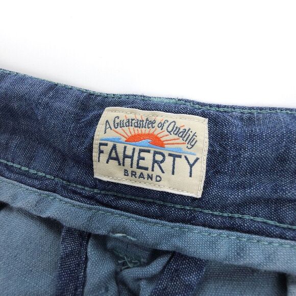 FAHERTY Malibu Linen & Cotton Chino Shorts Resort Casual Old Money Quiet Luxury - Picture 2 of 7